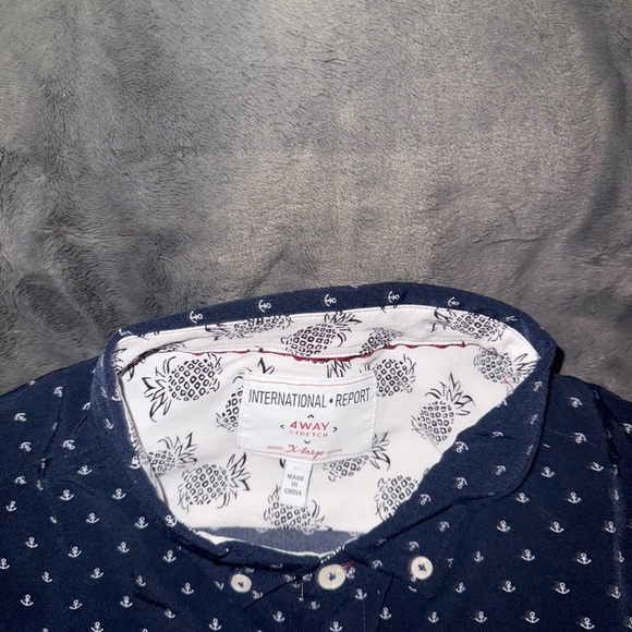Men's Navy Blue Short Sleeve Shirt - Picture 2 of 2